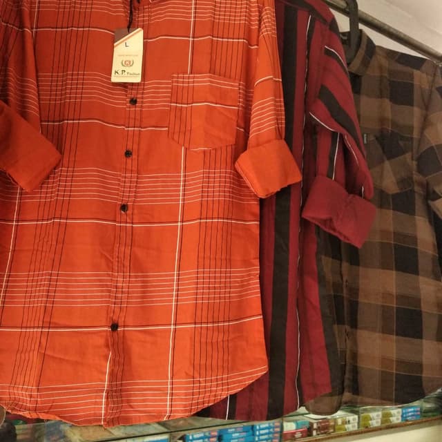 Orange, white, and black Shirt