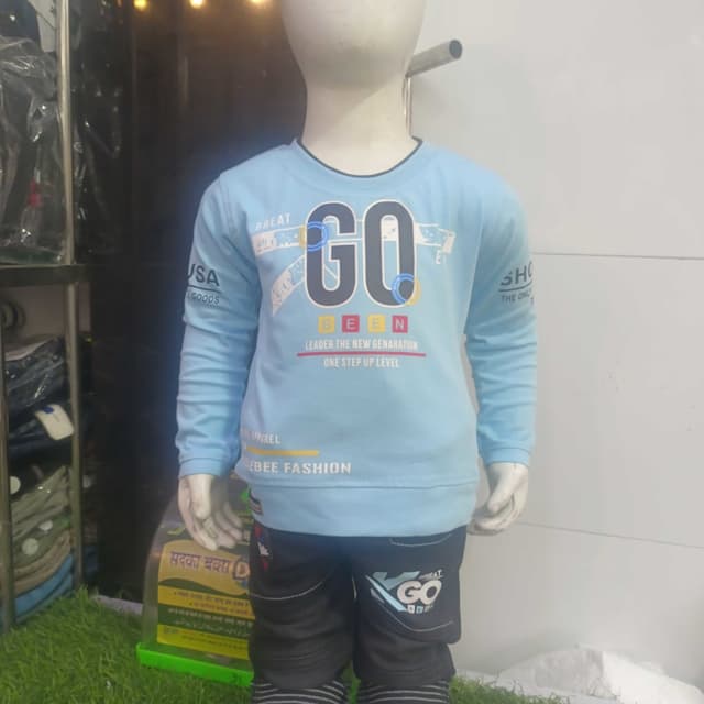 Light Blue, Black, White, Yellow, Grey T-shirt and Shorts Set