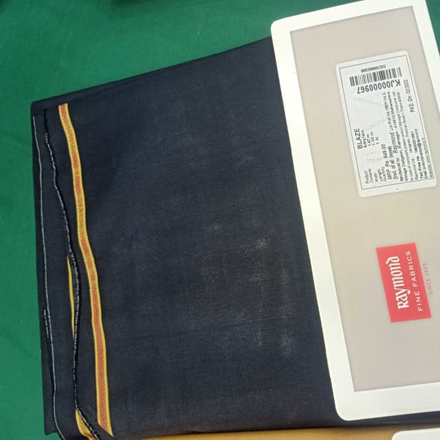 Navy Blue with Gold and Red accents Suiting Fabric