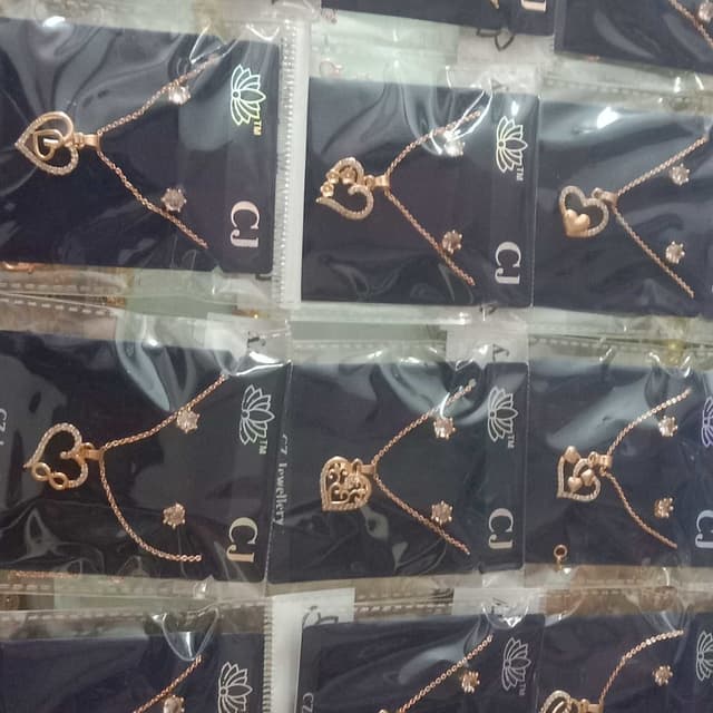 Rose Gold, Clear Necklace and Earring Set