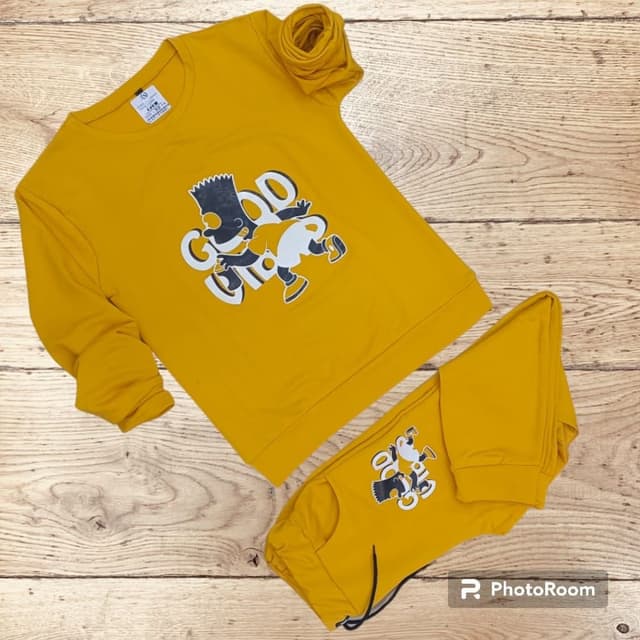 Mustard Yellow, Black, White Sweatshirt and Jogger Set