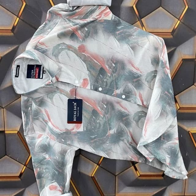 White, gray, and coral with a watercolor-like effect Shirt