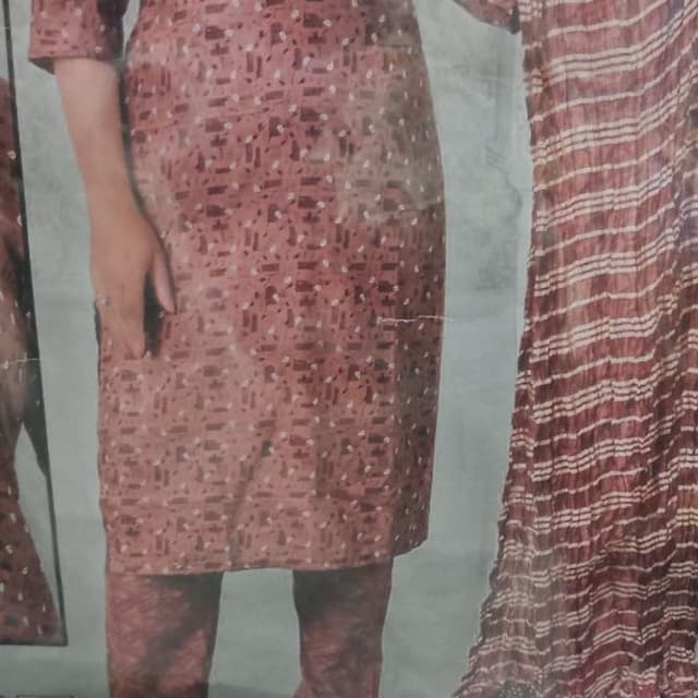 Brown, White Kurta with Pant and Dupatta Set