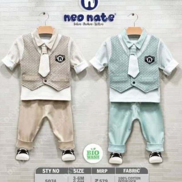 Beige and light blue Suit set