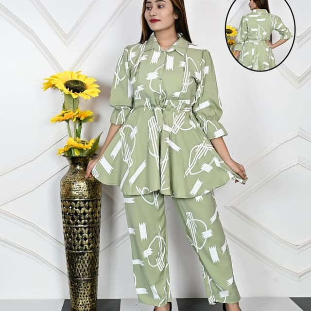 Sage green and white Co-ord Set