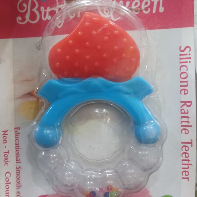 Red, Blue, Clear Teether Rattle