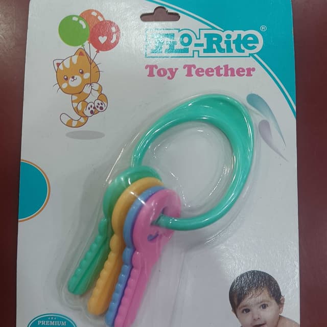 Green, Yellow, Blue, Pink Toy Teether