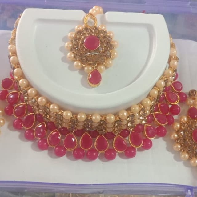 Pink, Gold, and Cream Jewelry Set