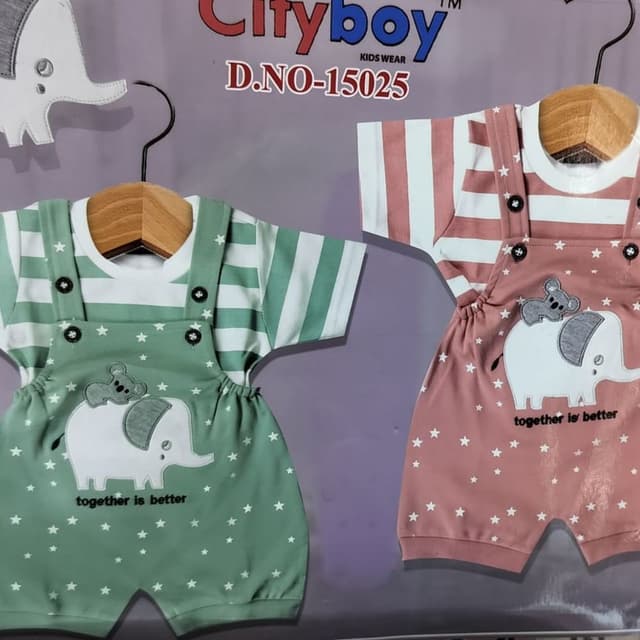 Green and White, Pink and White Baby Romper Set