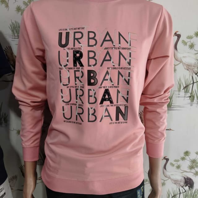 Pale Pink, Black, Gray Sweatshirt