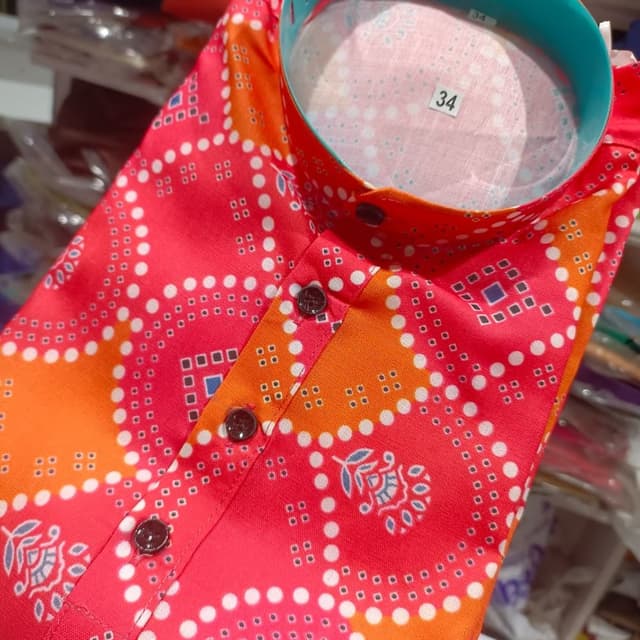 Red, Orange, and Teal Kurta