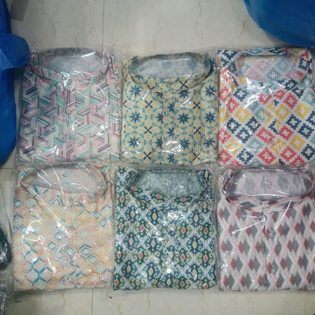 Various patterns and colors including blue, yellow, green, orange, white, and red Kurta