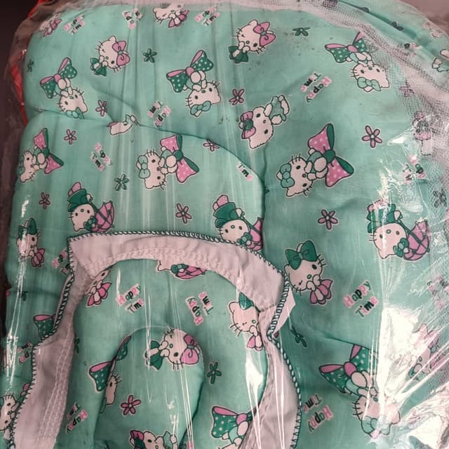 Aqua green, white, pink, green Baby nest