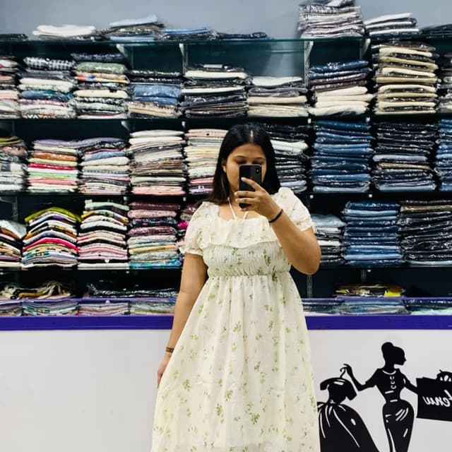 Off-white with green accents Dress