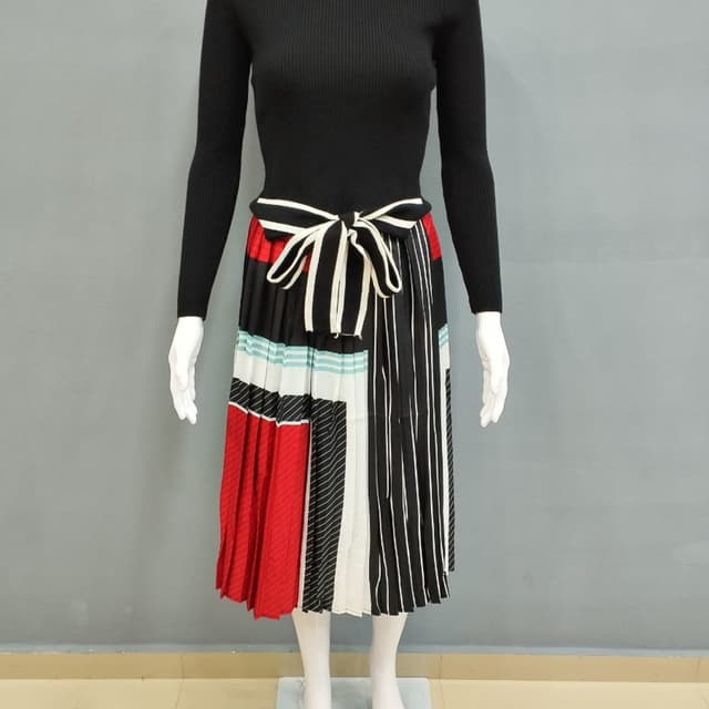 Black, Red, White, and Turquoise Dress