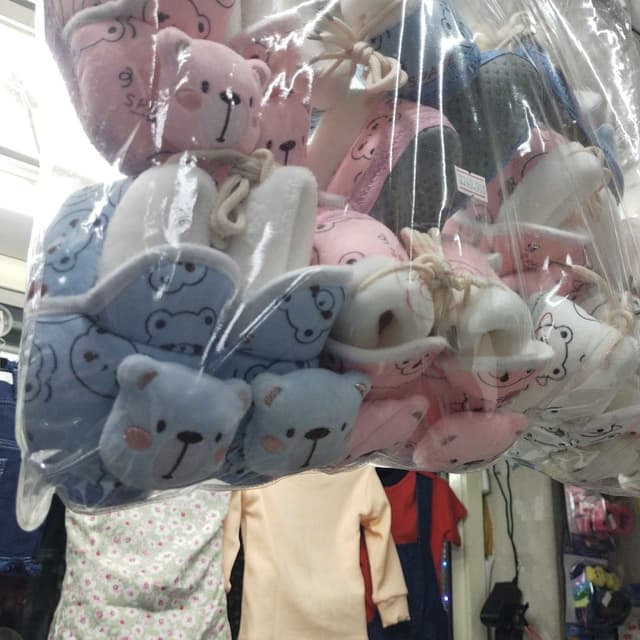 Pastel pink, light blue, white Baby Booties/Slippers