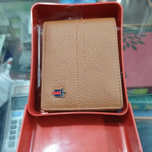 Brown, Beige, Red, Blue Wallet