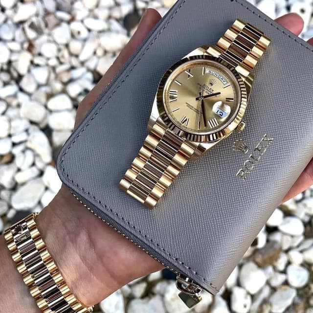 Gold, Champagne, Gray Watch, Wallet