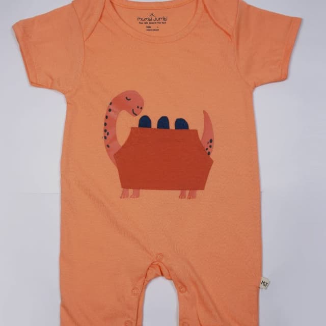 Orange, Coral, Dark Blue Baby Romper