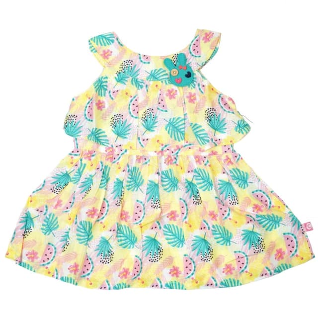 Yellow, Teal, Pink, White Dress