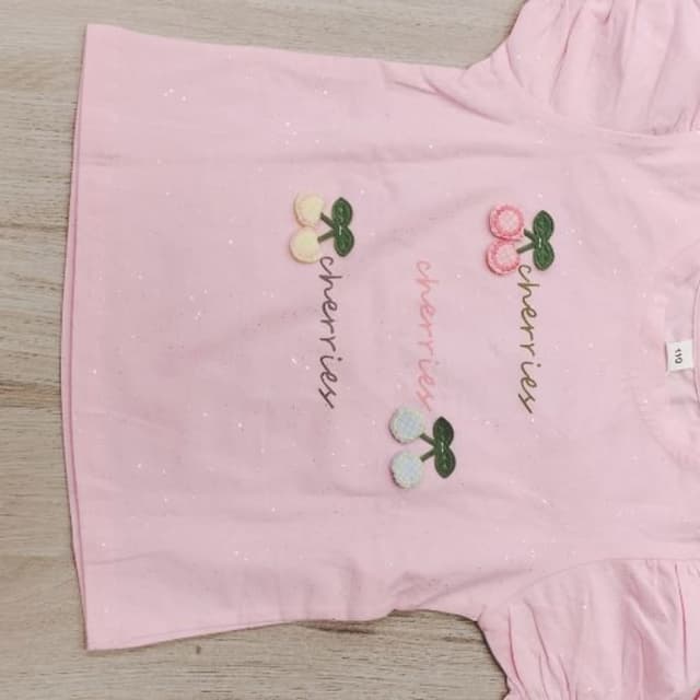 Pink with multiple shades of green and light pink T-shirt