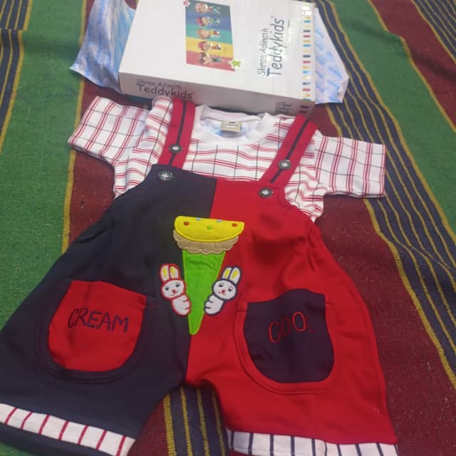 Red, Navy Blue, White, Yellow, Green Overalls Set
