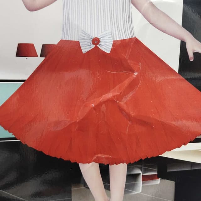 Red, White, Gray Dress