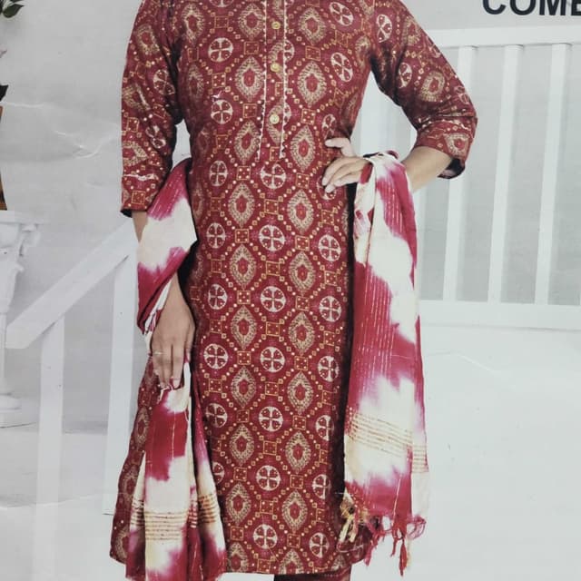 Burgundy, Beige, White Salwar Kameez
