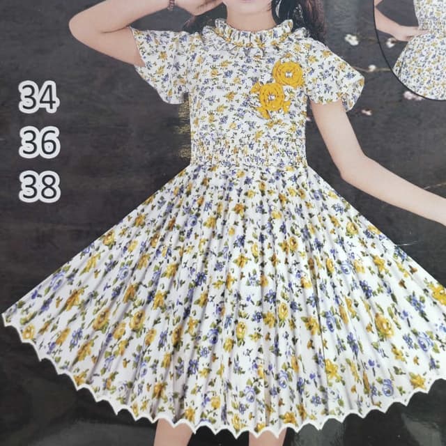 White, Yellow, and Purple Floral Print Dress