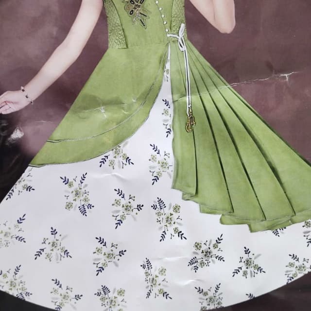 Green and White Dress