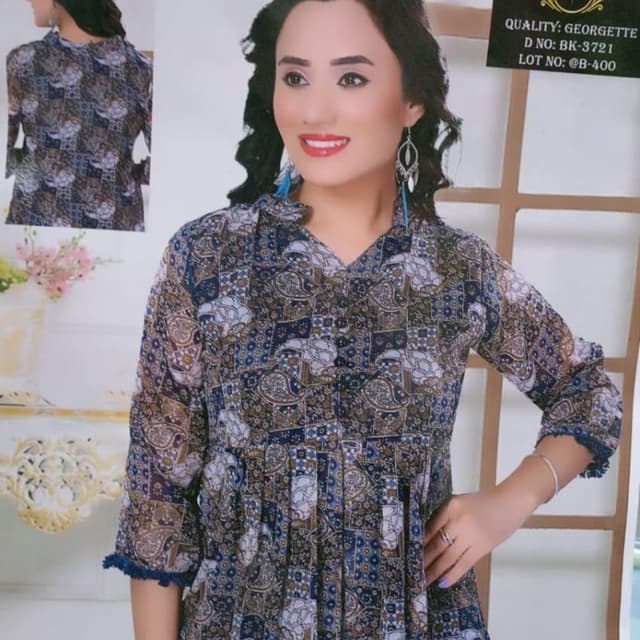 Navy blue, brown, white, and a touch of gold Dress