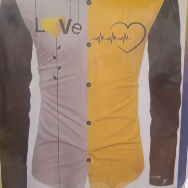 Yellow, White, Grey, and Black Shirt