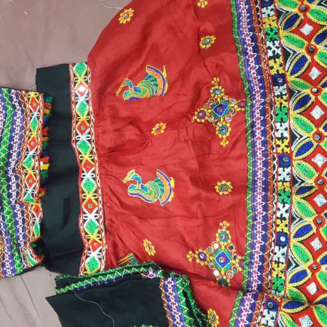 Red, Black, and Multi-colored embroidery Dress or Kurti with Salwar