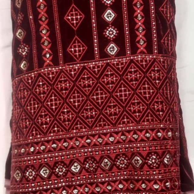 Deep Red and Silver Fabric/Textile