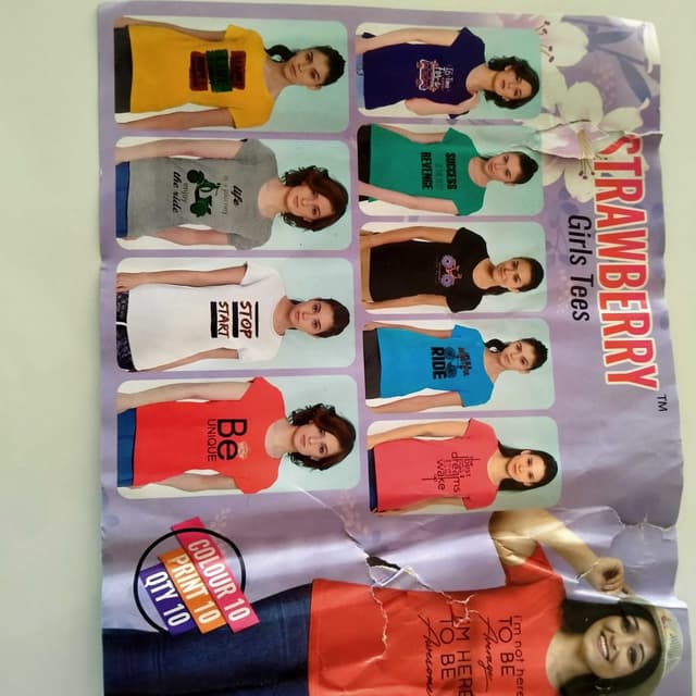 Various, including yellow, blue, gray, green, black, white, red, and pink. T-shirts