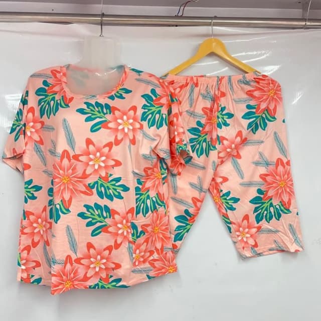 Peach, Coral, Teal, White Pajama Set