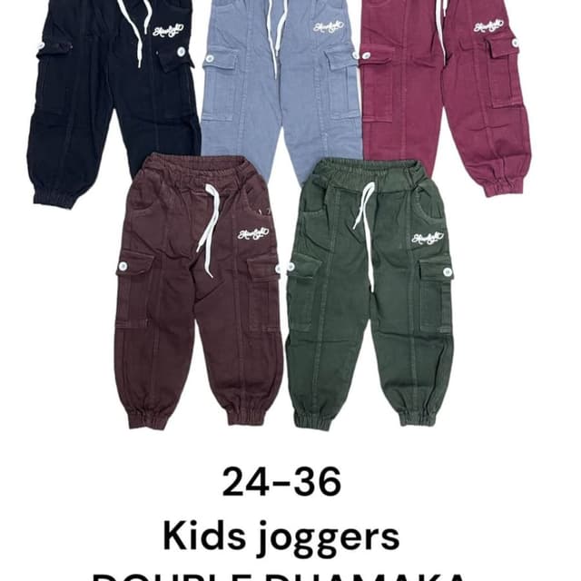 Black, Gray, Burgundy, Brown, and Green Kids Joggers
