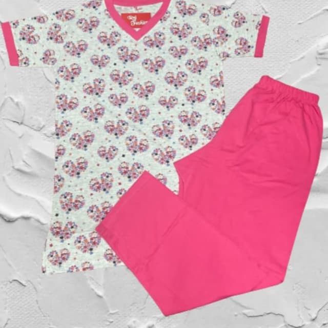 Pink, White Pajama Set
