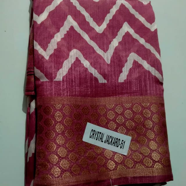 Pink and White, with Gold accents Saree