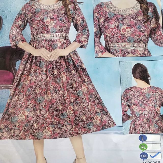 Burgundy, Teal, Beige, and Cream Dress