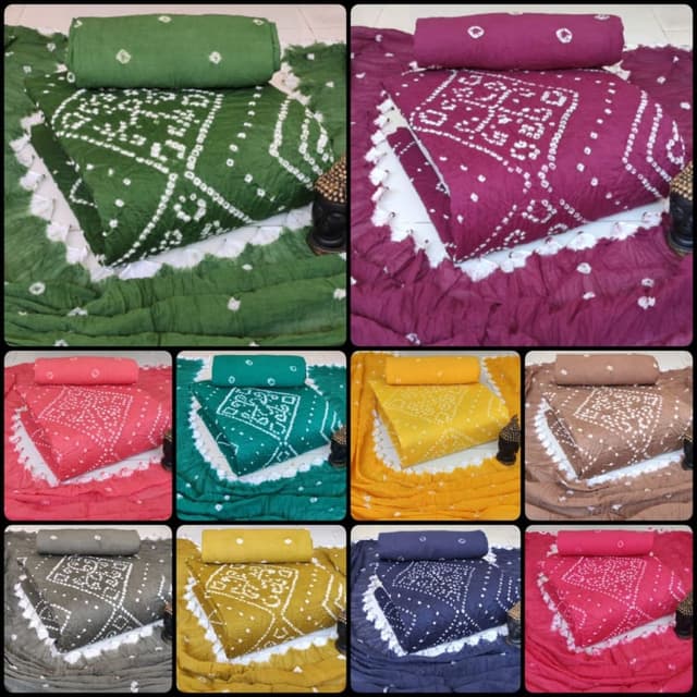 Various - Green, Maroon, Red, Teal, Yellow, Brown, Gray, Navy, Pink, with white accents Unstitched Salwar Kameez Suit Set