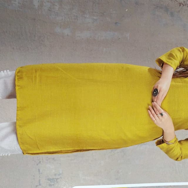 Mustard Yellow and White Kurta