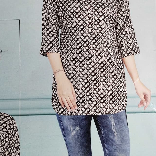 Black, White, Brown Top