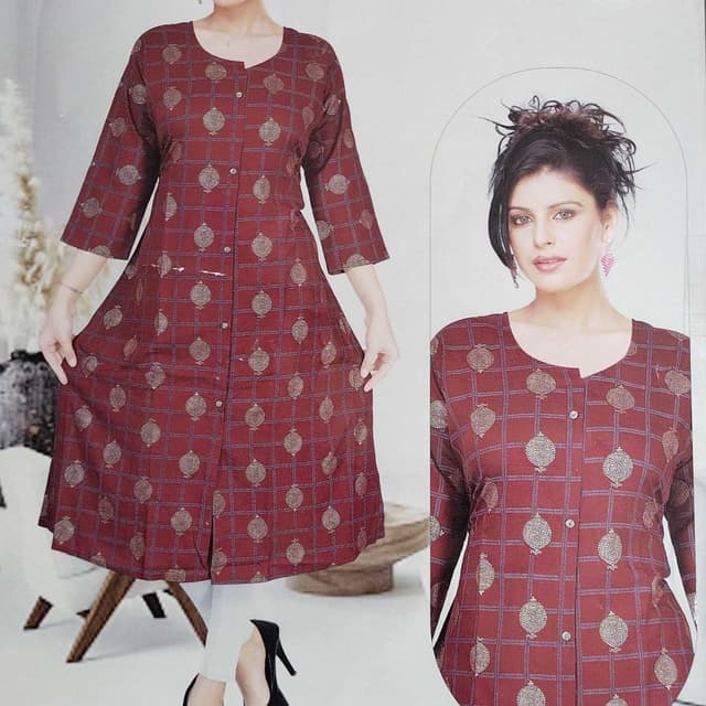 Maroon, Gold Kurti
