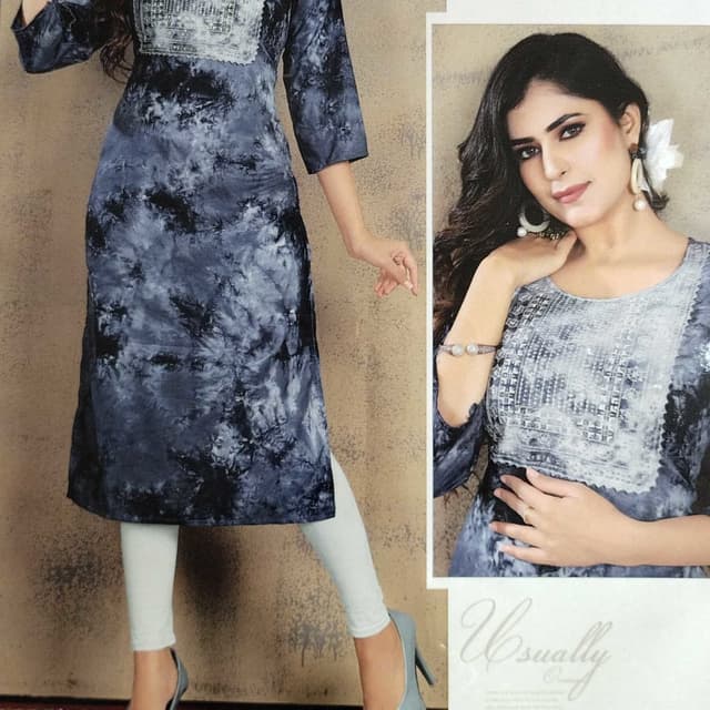 Shades of blue and black Kurti