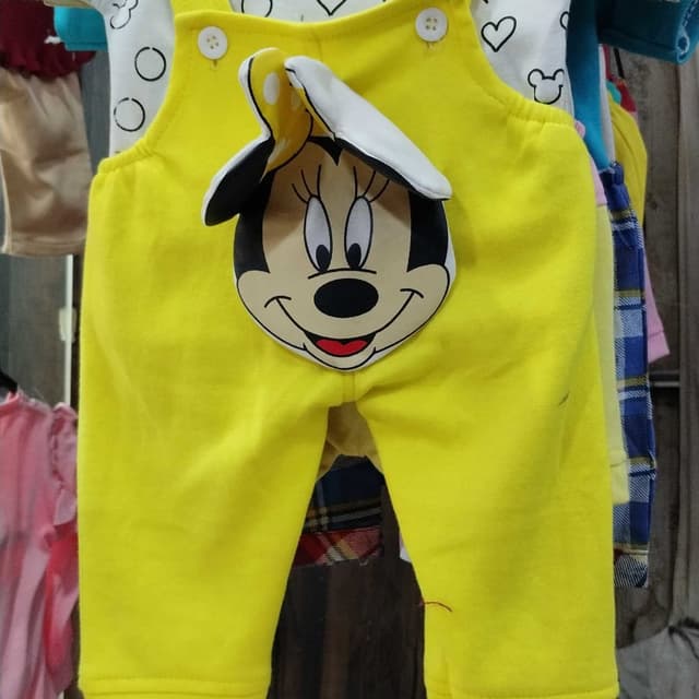 Yellow, Black, White, Red Overalls