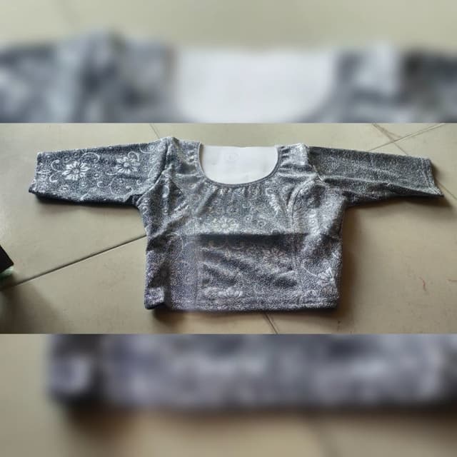 Silver and White Blouse