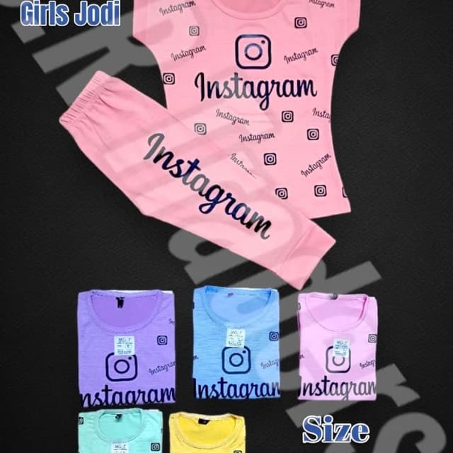 Pink, Various pastel colors (purple, blue, yellow, light green) T-shirt and Pajama Set