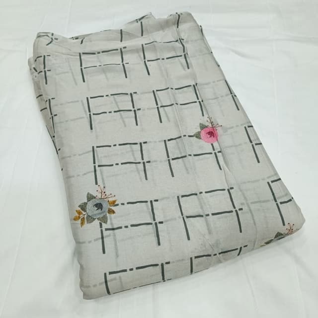 Light grey, black, pink, gold, green Fabric