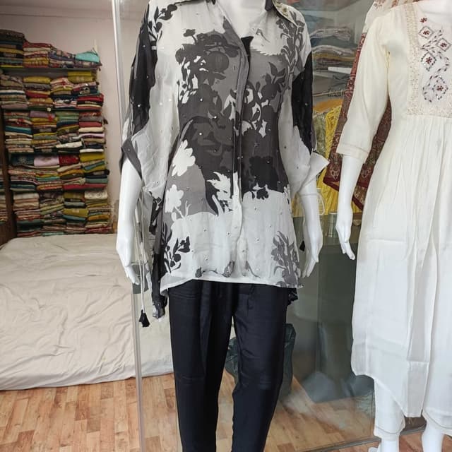 Black, White, Gray Shirt & Pants